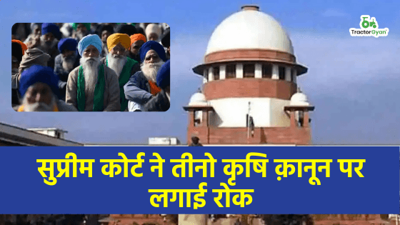 सुप्रीम कोर्ट ने तीनो कृषि क़ानून पर लगाई रोक image