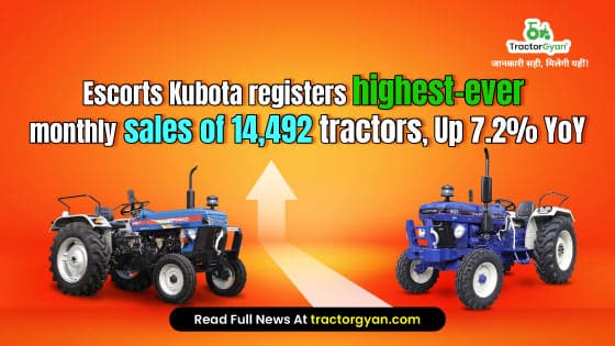 Escorts Kubota registers highest-ever monthly sales of 14,492 tractors, Up 7.2% YoY image