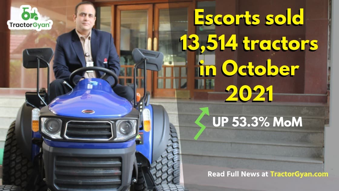 Escorts Agri Machinery sold 13,514 tractors in October 2021 Escorts Agri Machinery sold 13,514 tractors in October 2021 image