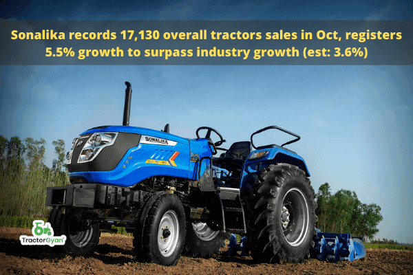 Sonalika records 17,130 overall tractors sales in Oct, registers 5.5% growth to surpass industry growth (est: 3.6%) image