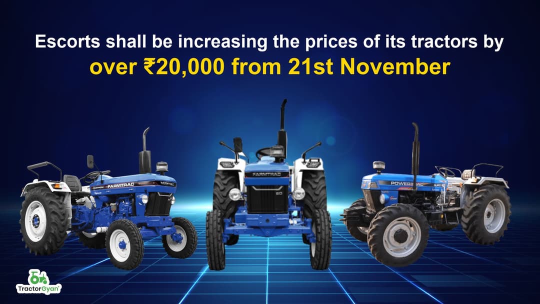 Escorts shall be increasing the prices of its tractors by over ₹20,000 from 21st November image