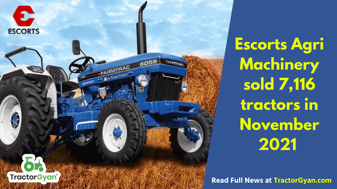 Escorts Agri Machinery sold 7,116 tractors in November 2021 image