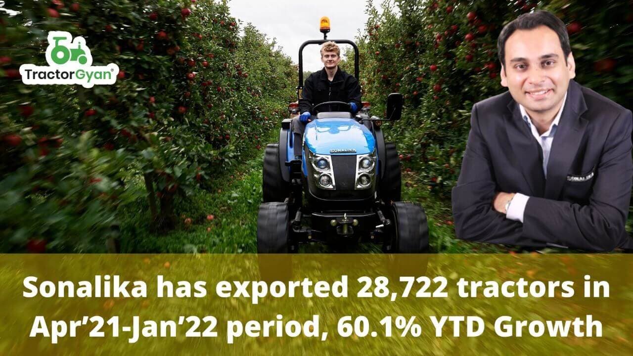 Sonalika has exported 28,722 tractors in Apr’21-Jan’22 period, 60.1% YTD Growth image