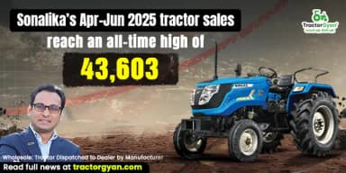 Sonalika’s Apr-Jun 2025 Tractor Sales Reach an All-Time High of 43,603 Sonalika’s Apr-Jun 2025 Tractor Sales Reach an All-Time High of 43,603