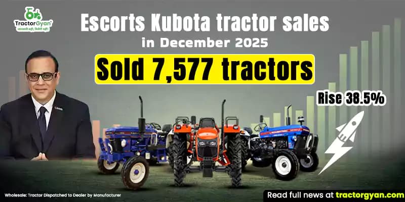 Escorts Kubota tractor sales in December 2025: Sold 7,577 tractors, Rise 38.5% Escorts Kubota tractor sales in December 2025: Sold 7,577 tractors, Rise 38.5% image