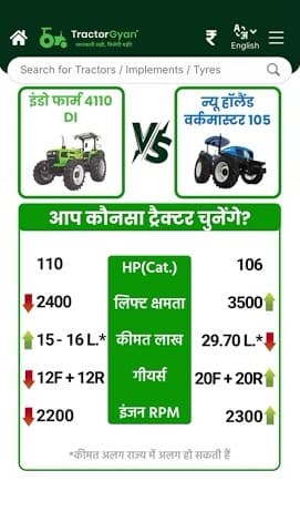 Indo Farm 4110 DI vs New Holland Workmaster 105 Tractor Price and Features Comparision | Tractor Gyan Indo Farm 4110 DI vs New Holland Workmaster 105 Tractor Price and Features Comparision | Tractor Gyan