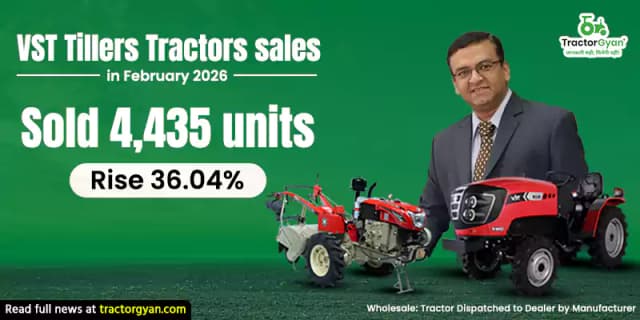 VST Tillers Tractors sales in February 2026: Sold 4,435 units, Rise 36.04% VST Tillers Tractors sales in February 2026: Sold 4,435 units, Rise 36.04% image
