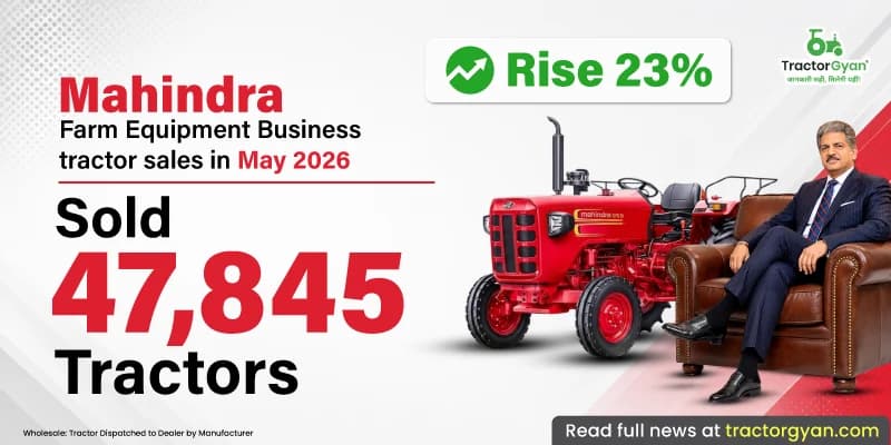 Mahindra Farm Equipment Business tractor sales in May 2026: Sold 47,845 tractors, Rise 23% Mahindra Farm Equipment Business tractor sales in May 2026: Sold 47,845 tractors, Rise 23%