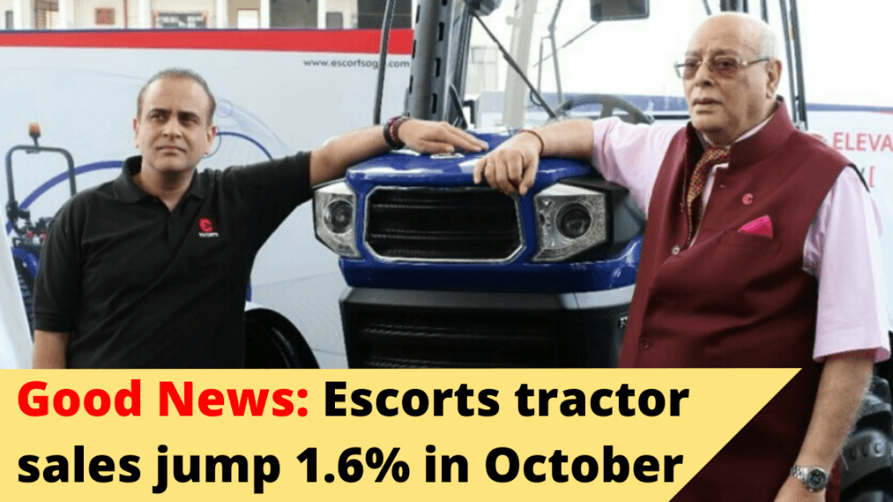Escorts tractor sales jump 1.6% yoy in October Escorts tractor sales jump 1.6% yoy in October image