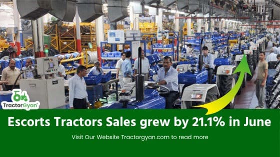 Escorts Tractors Volumes grew by 21.1 percent in June, MoM Volume up by 64.6% Escorts Tractors Volumes grew by 21.1 percent in June, MoM Volume up by 64.6%