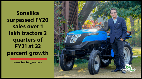 Sonalika Tractor Records highest Dec Sales-FY21 Sales Grow 3 Times Sonalika Tractor Records highest Dec Sales-FY21 Sales Grow 3 Times image
