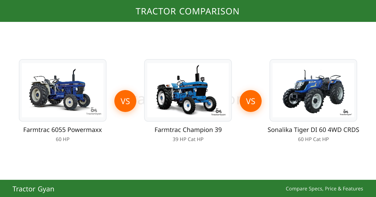 Farmtrac 6055 Powermaxx vs Farmtrac Champion 39 Comparison - Prices ...