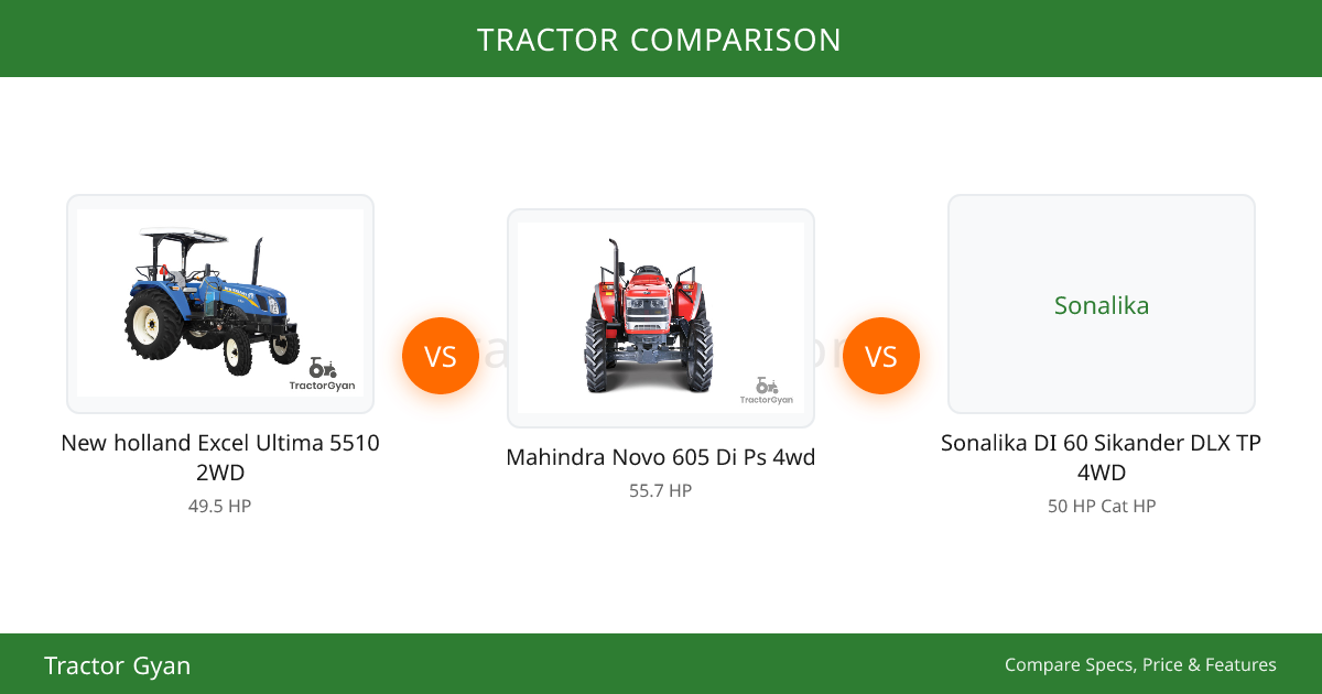 New holland Excel Ultima 5510 2WD vs Mahindra Novo 605 Di Ps 4wd ...